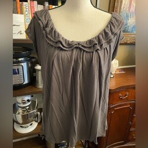 New York & Company Charcoal Ruffled Blouse